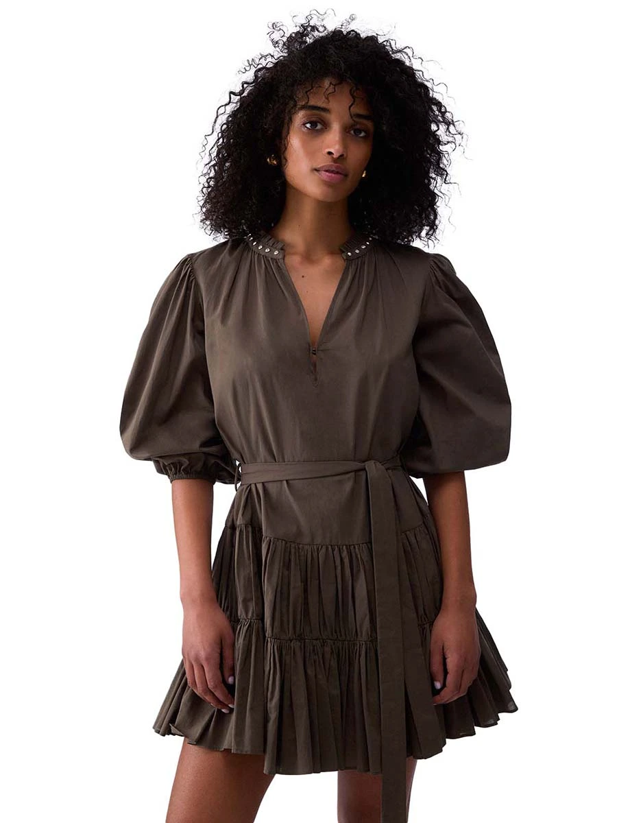 VESTITO CORTO CON VOLANT SUL FONDO DONNA VERDE