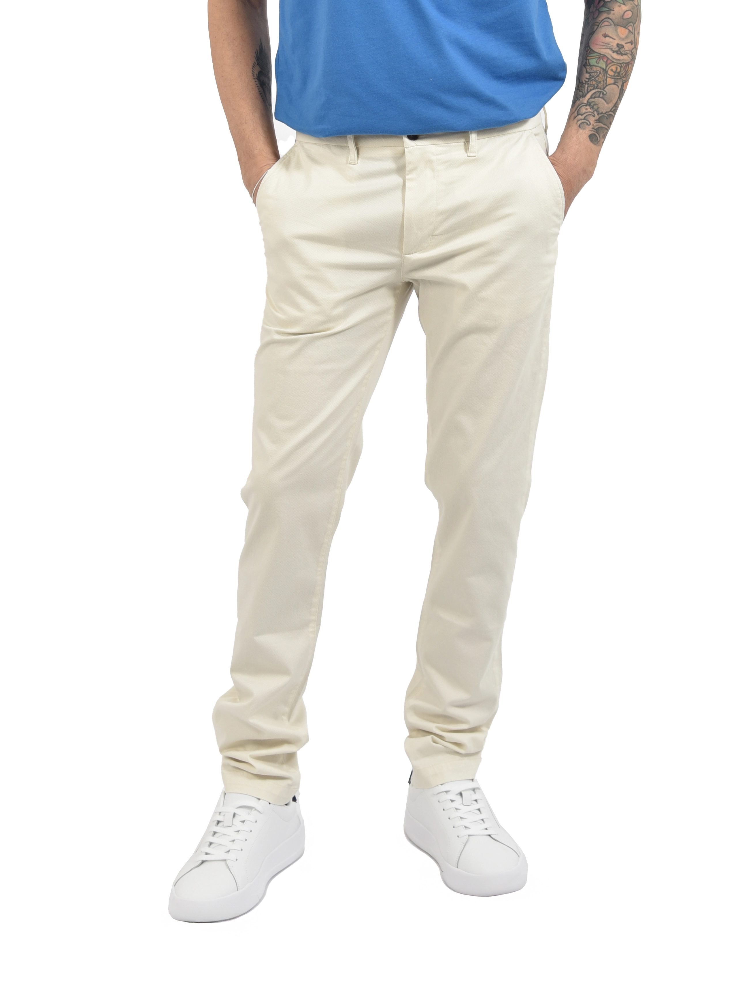 PANTALONI CHINO SLIM FIT IN COTONE UOMO AVORIO
