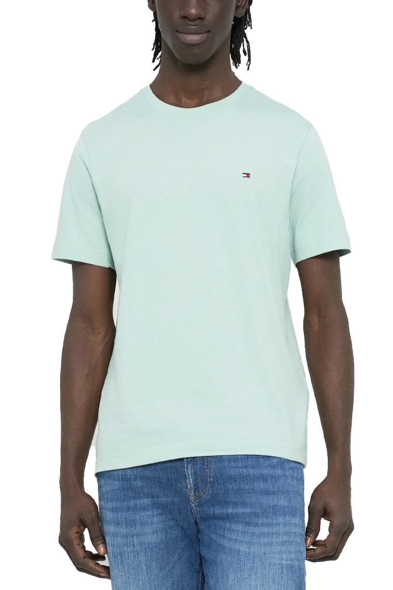 T-SHIRT IN JESERY DI PURO COTONE CON BANDIERINA RICAMATA UOMO VERDE