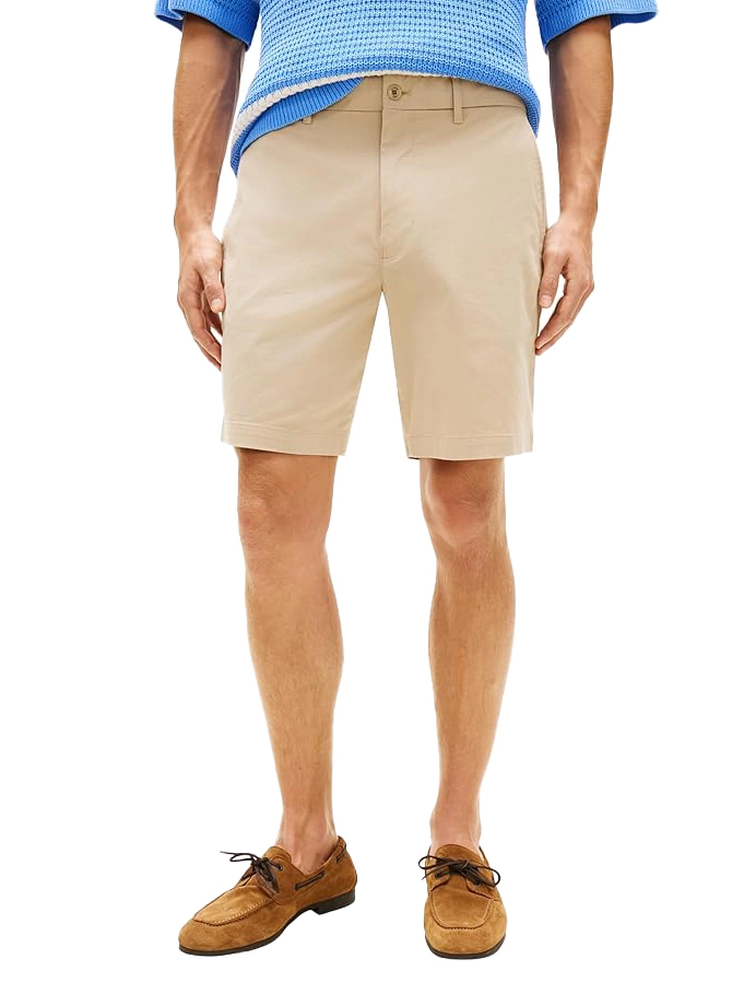 BERMUDA IN COTONE CON BOTTONE E ZIP UOMO BEIGE