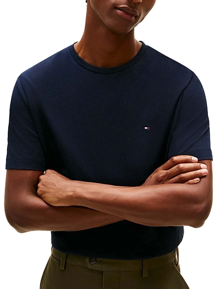 T-SHIRT MANICA CORTA  GIROCOLLO CON LOGO SUL PETTO UOMO  BLU