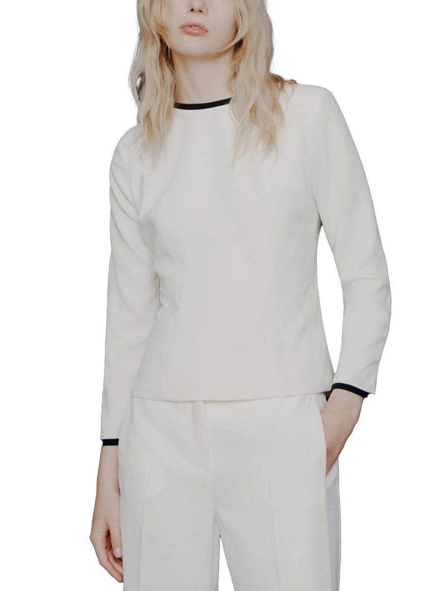 BLUSA CON SCOLLO POSTERIORE E FIOCCO DONNA BIANCO