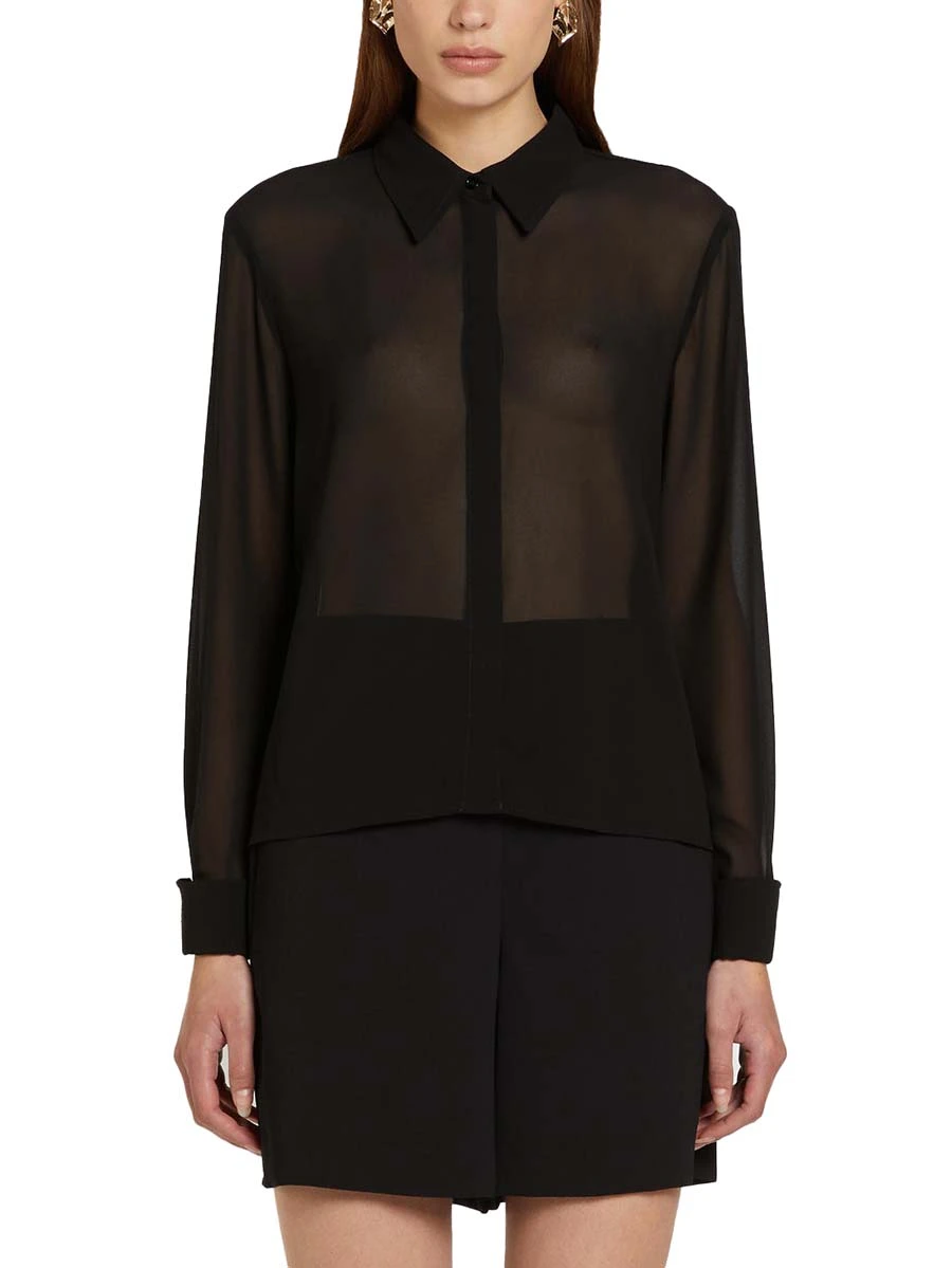 CAMICIA CON SEMI TRASPARENZA DONNA NERO