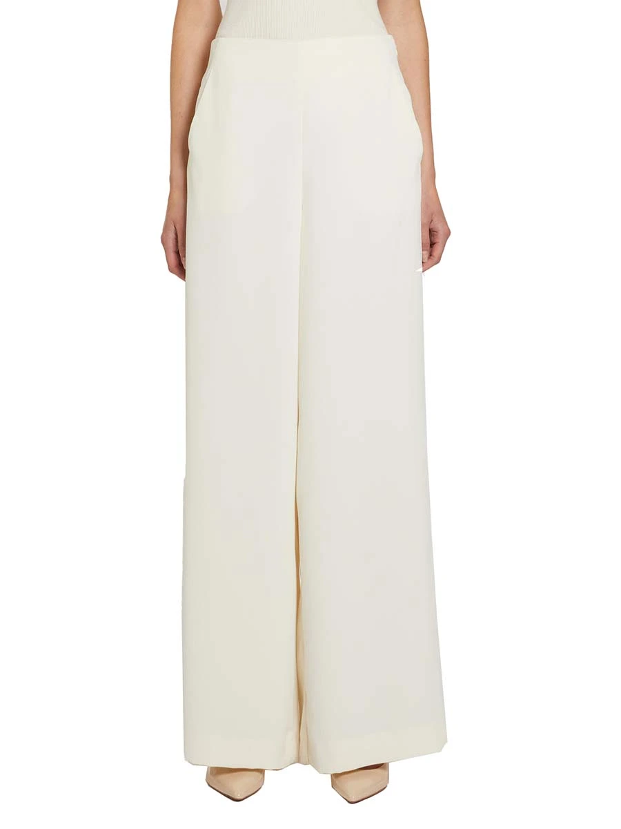 PANTALONI PALAZZO CON CHIUSURA ZIP LATERALE DONNA BIANCO