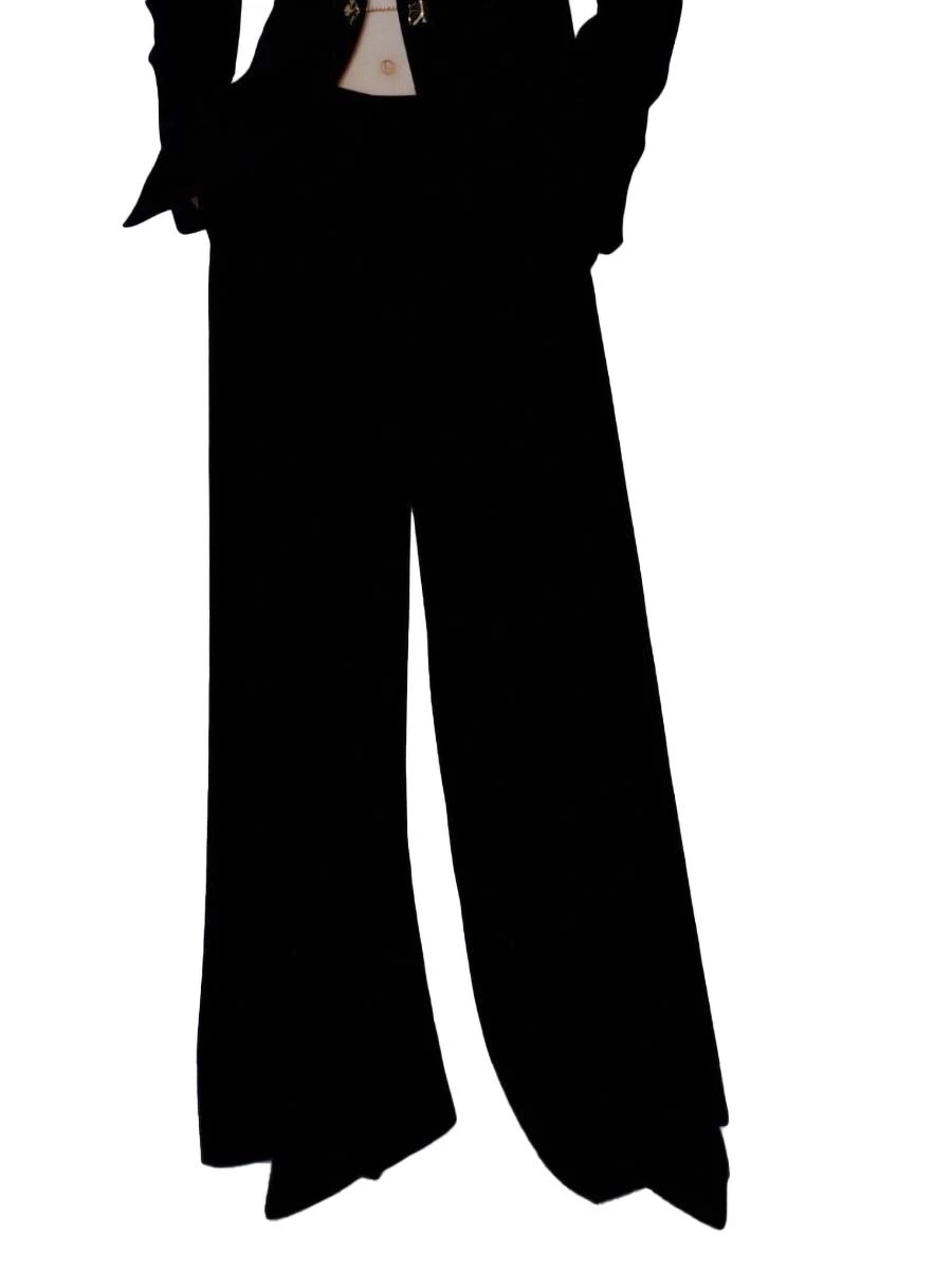 PANTALONI PALAZZO CON CHIUSURA ZIP LATERALE DONNA NERO