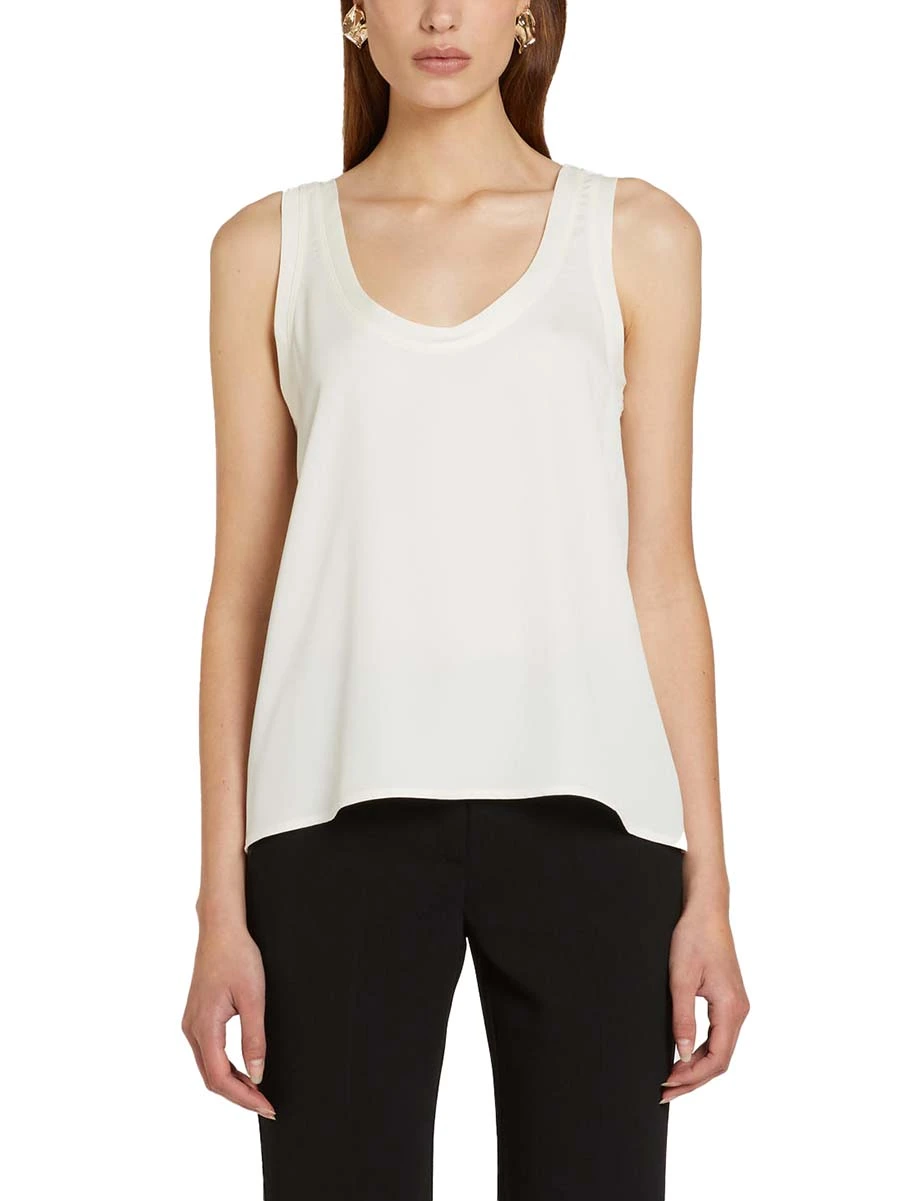 TOP SMANICATO SPALLINE SOTTILI DONNA BIANCO