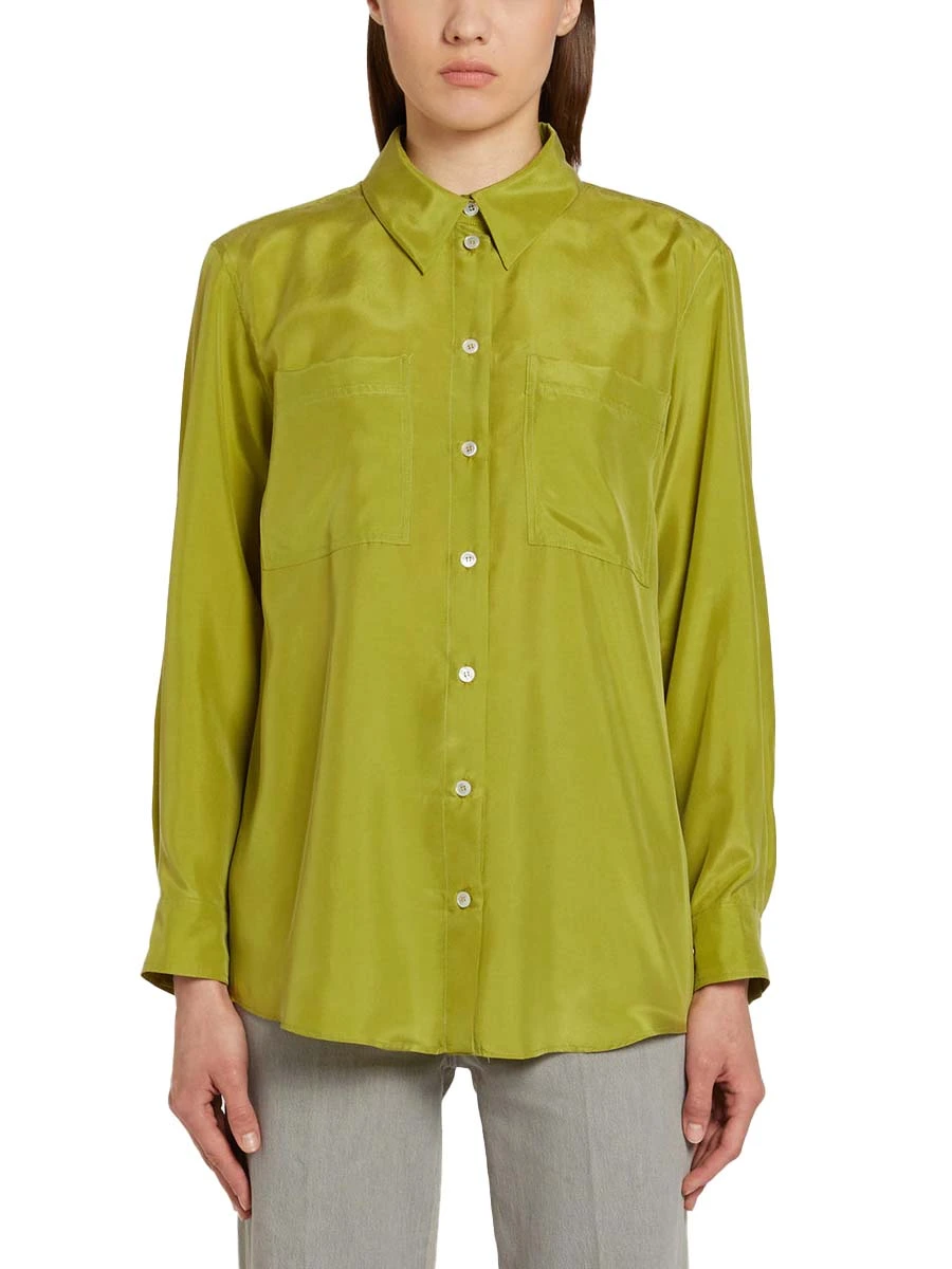CAMICIA IN SETA CON COLLO A CAMICIA DONNA VERDE