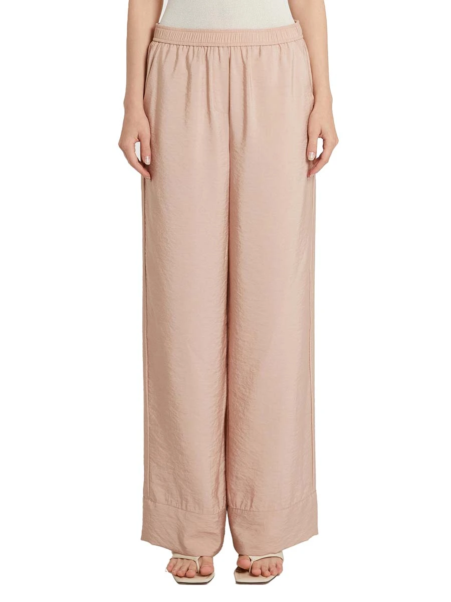 PANTALONI A PALAZZO CON VITA ELASTICIZZATA DONNA ROSA
