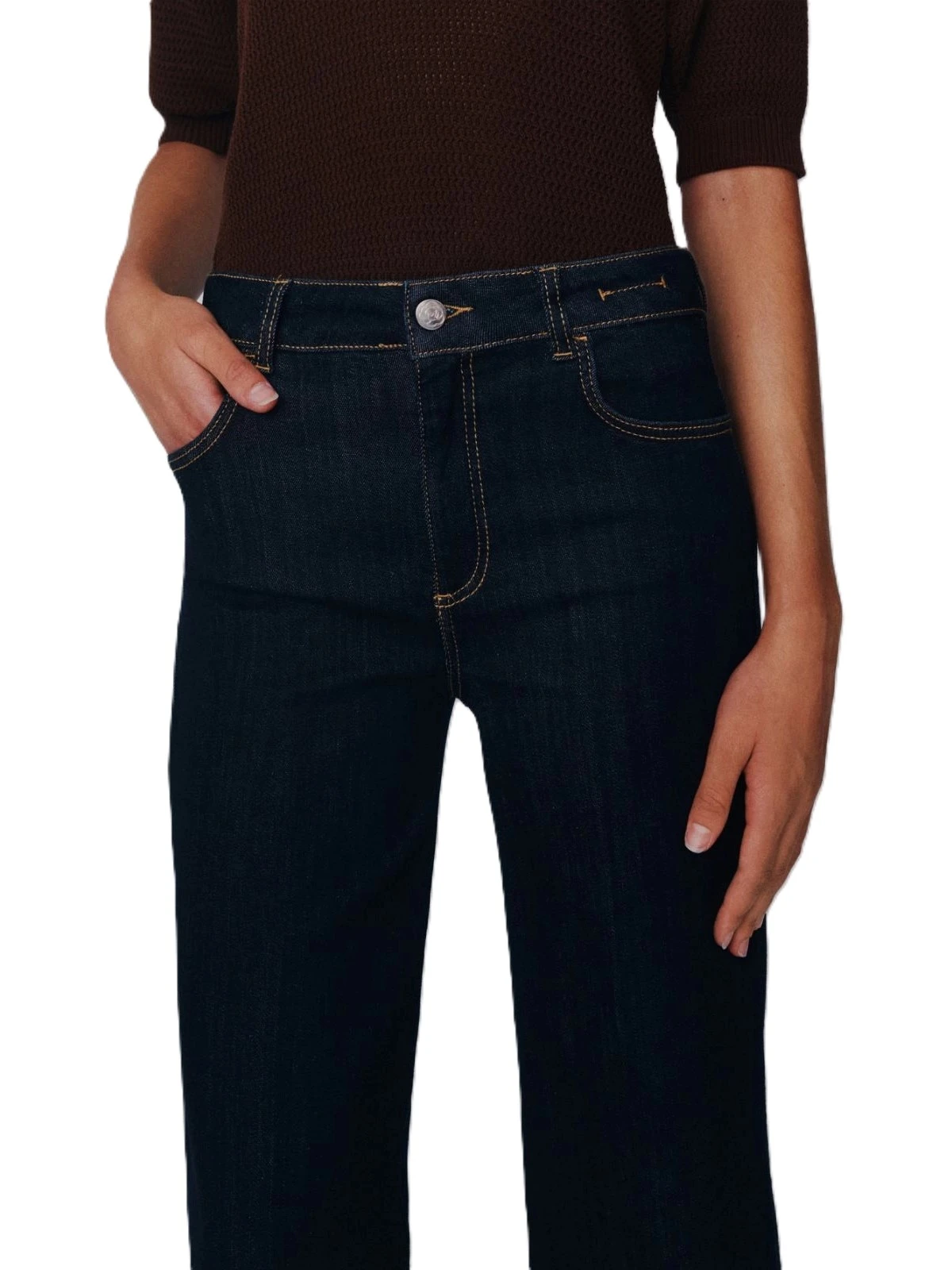 PANTALONE CROPPED CON PIEGA STIRATA DONNA BLU SCURO