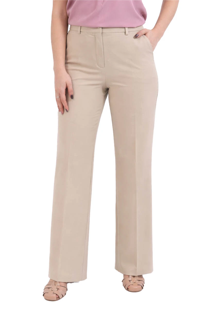 PANTALONI PALAZZO CON TASCHE POSTERIORI ALLA FRANCESE DONNA BEIGE