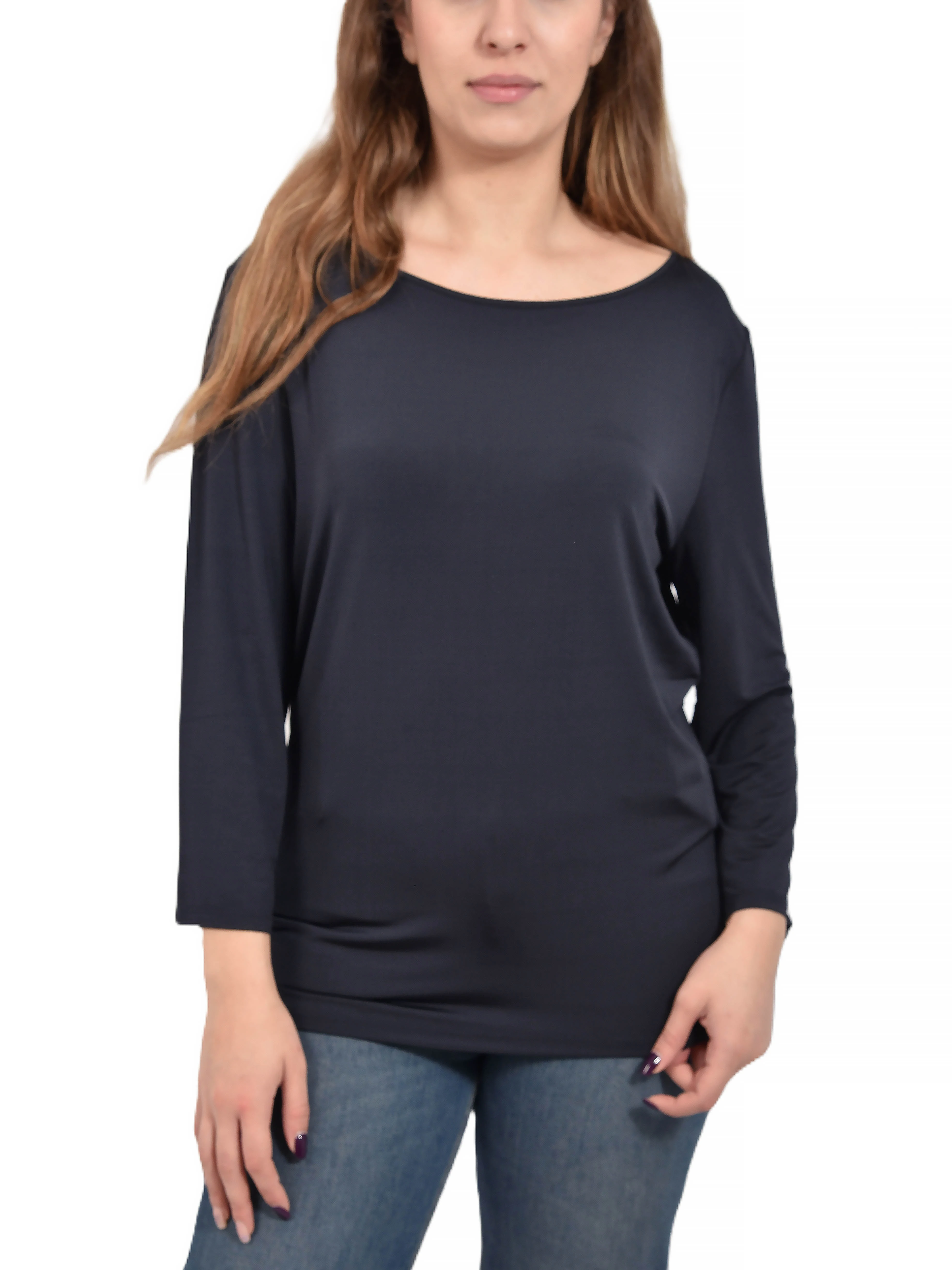 T-SHIRT A MANICA LUNGA IN JERSEY DI VISCOSA DONNA BLU