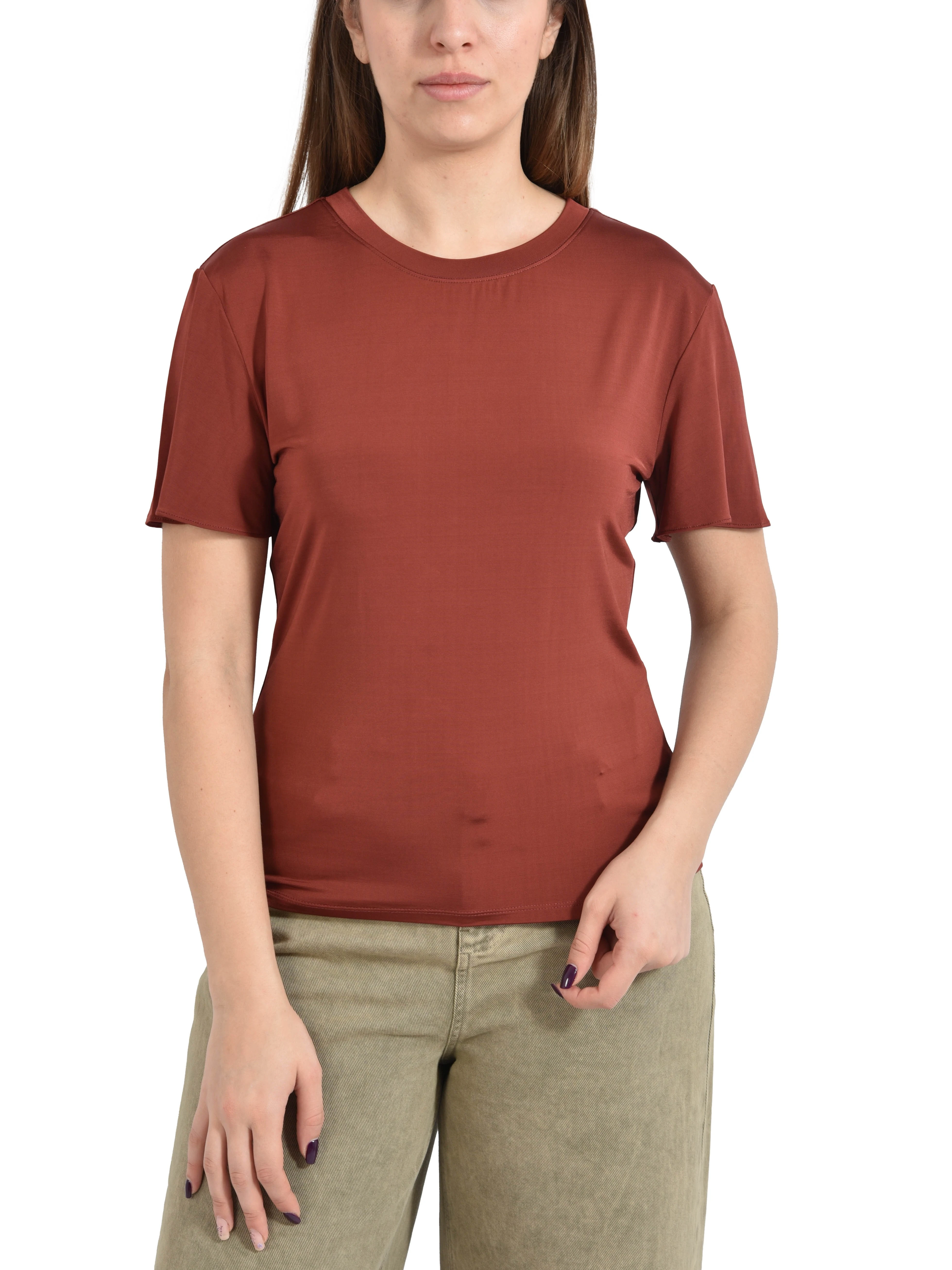 T-SHIRT IN JERSEY DI VISCOSA  CON CHIUSURA A GOCCIA DONNA ROSSO