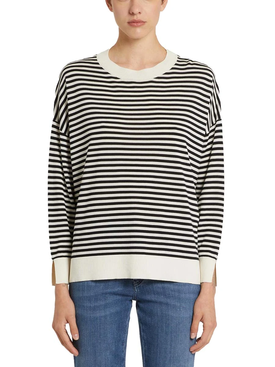 MAGLIA GIROCOLLO IN LYOCELL CON SPACCHI DONNA BLU