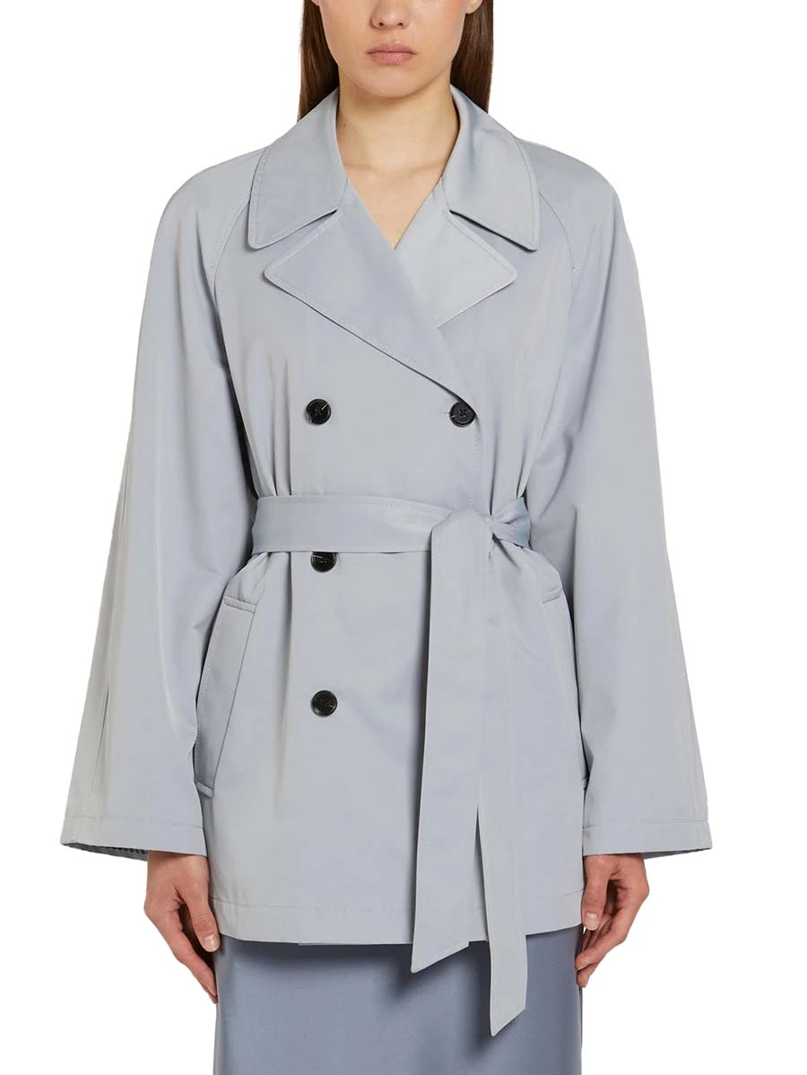 TRENCH  IMPERMEABILE IN COTONE TECNICO DONNA AZZURRO
