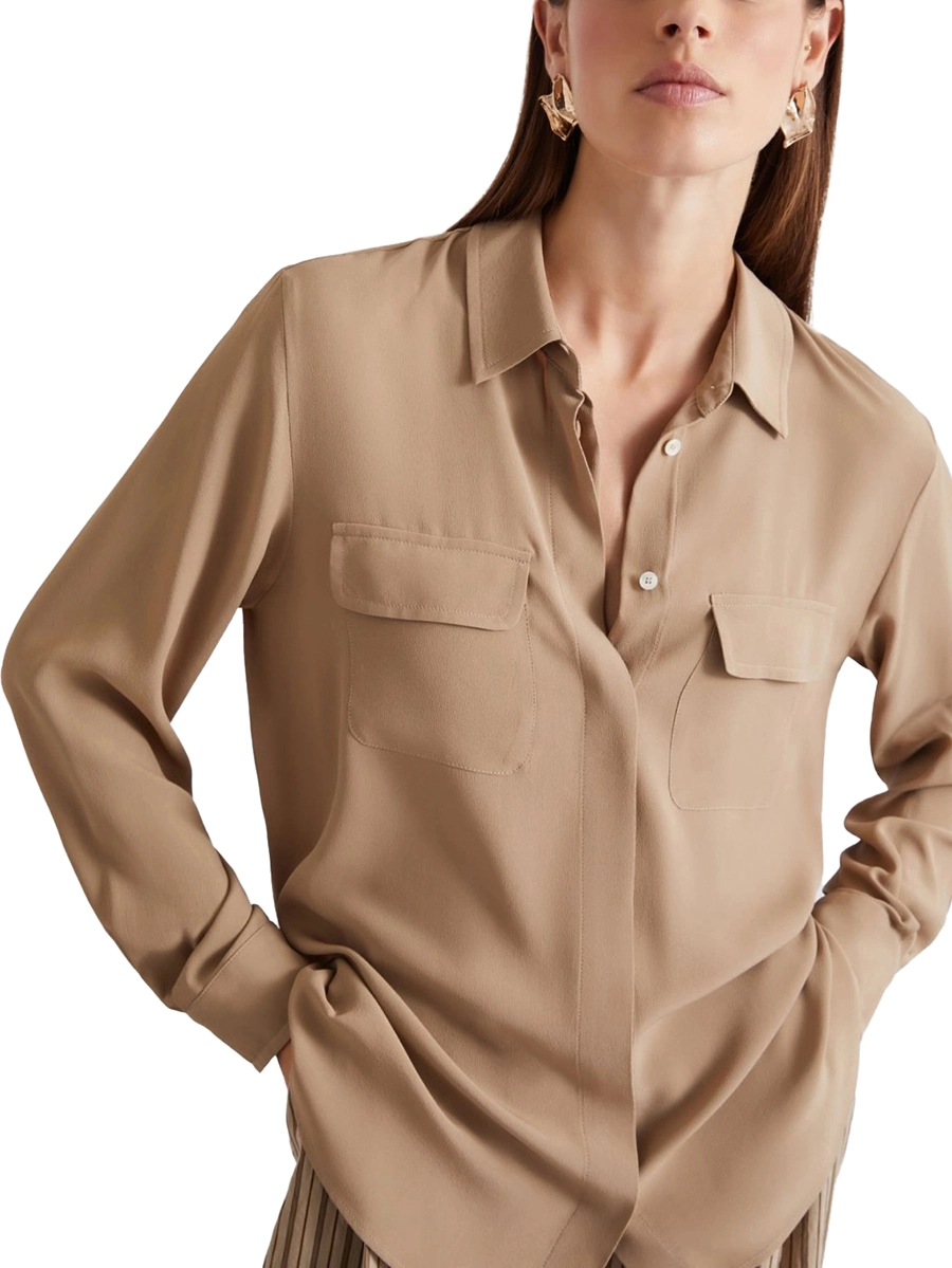 CAMICIA CON TASCHE FRONTALI DONNA BEIGE