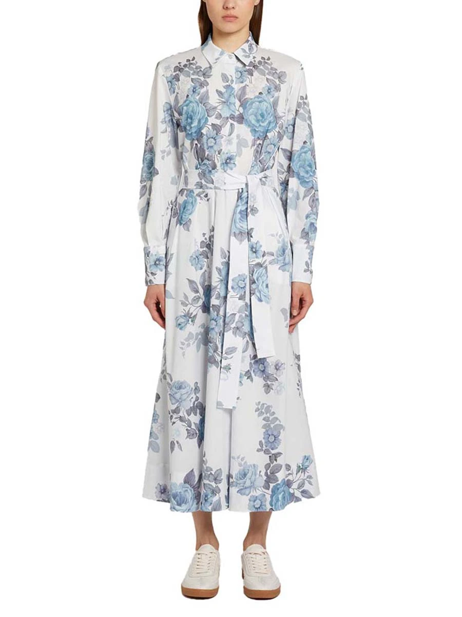 VESTITO CHEMISIER FANTASIA FLOREALE DONNA AZZURRO