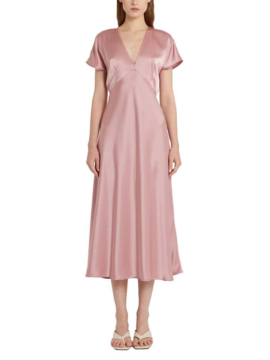 VESTITO LUNGO SATIN DONNA ROSA