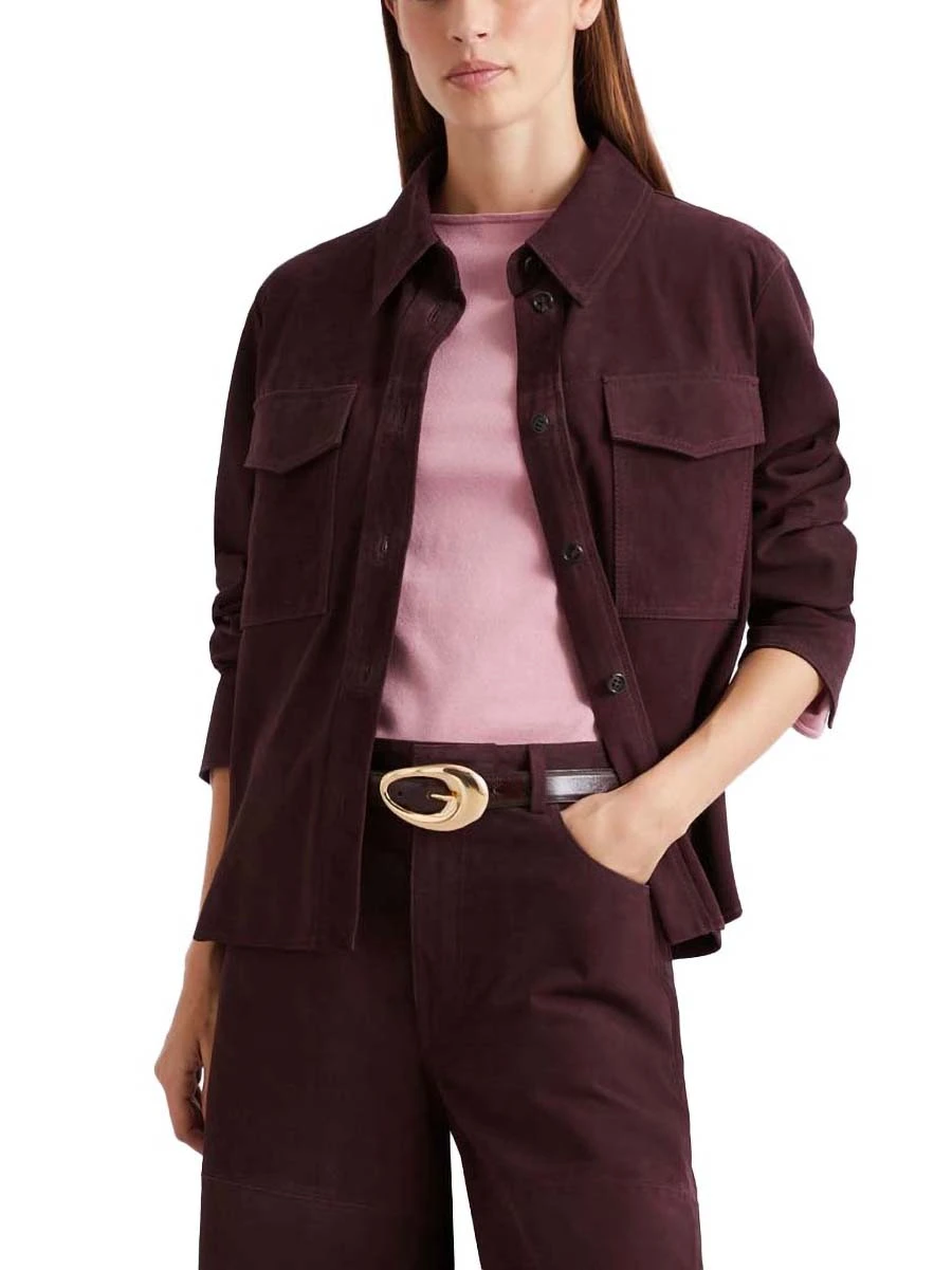 GIACCA IN PELLE CORTA SCAMOSCIATA DONNA BORDEAUX