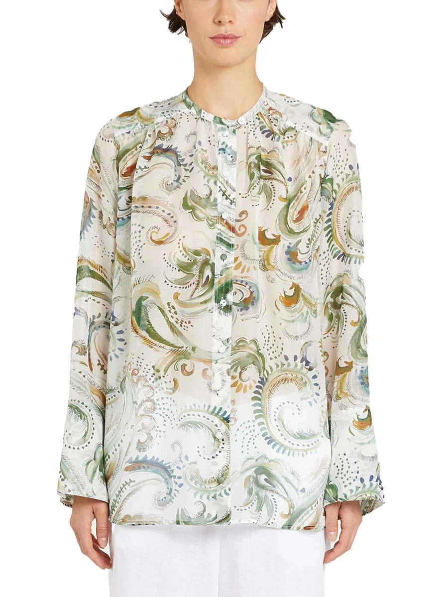 CAMICIA IN  MISTO COTONE CON STAMPA FANTASIA DONNA BIANCO