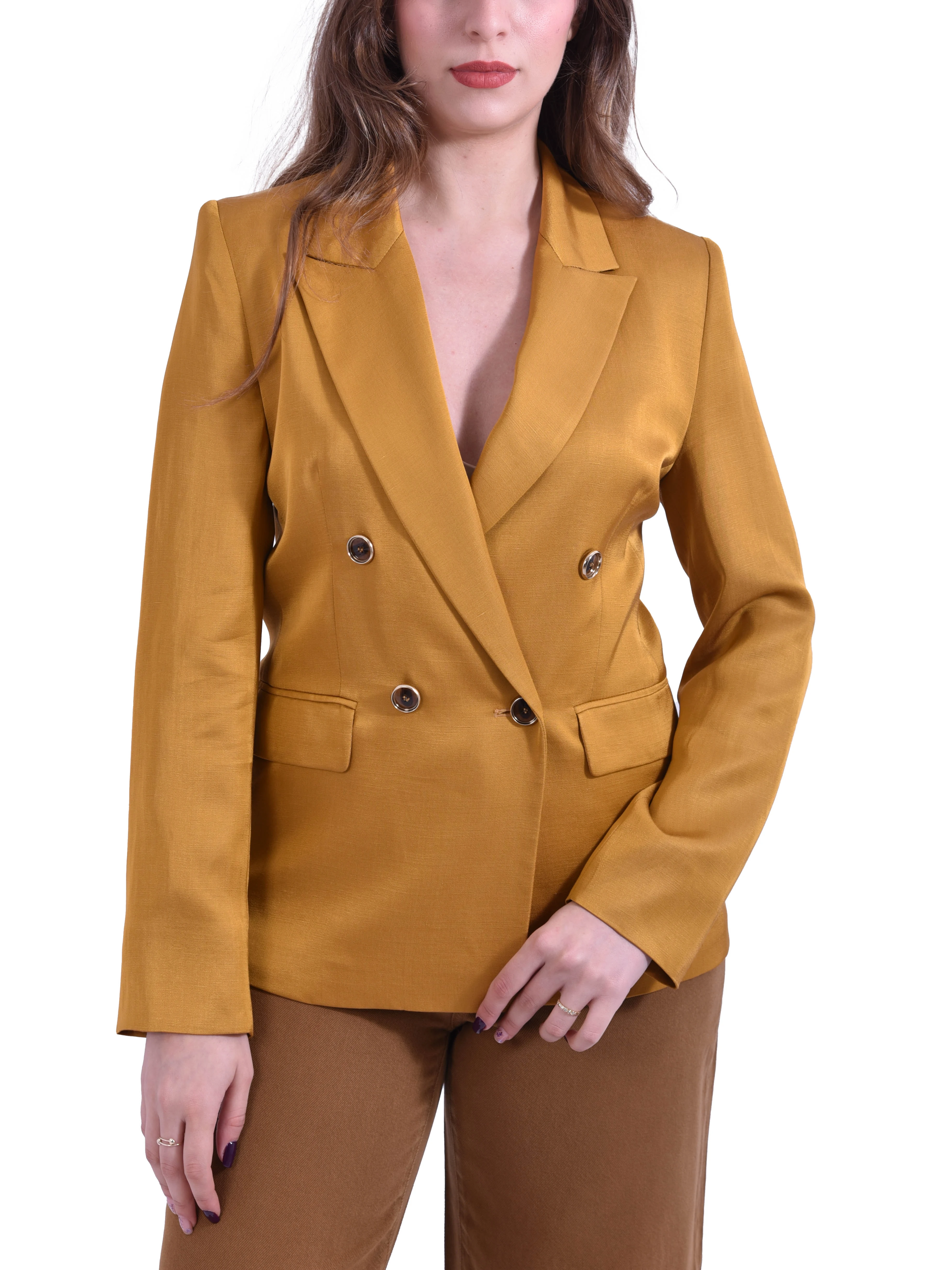 BLAZER SCOLLO REVER CHIUSURA DUE BOTTONI DONNA GIALLO