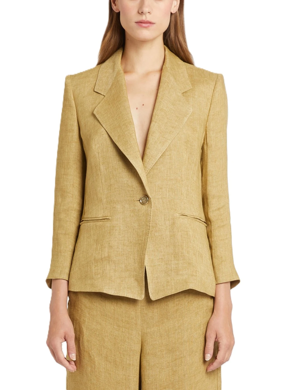 BLAZER IN PURO LINO CON PINCE DONNA MARRONE CHIARO