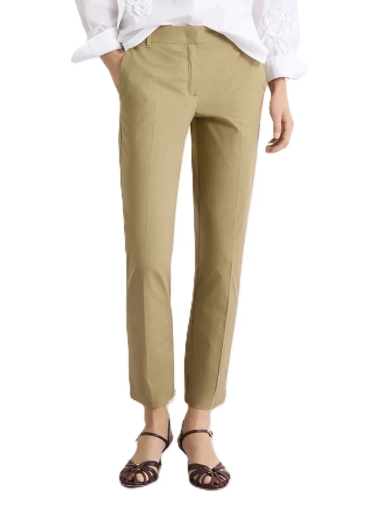 PANTALONI A SIGARETTA CON PIEGA STIRATA E CHIUSURA CON GANCIO DONNA MARRONE