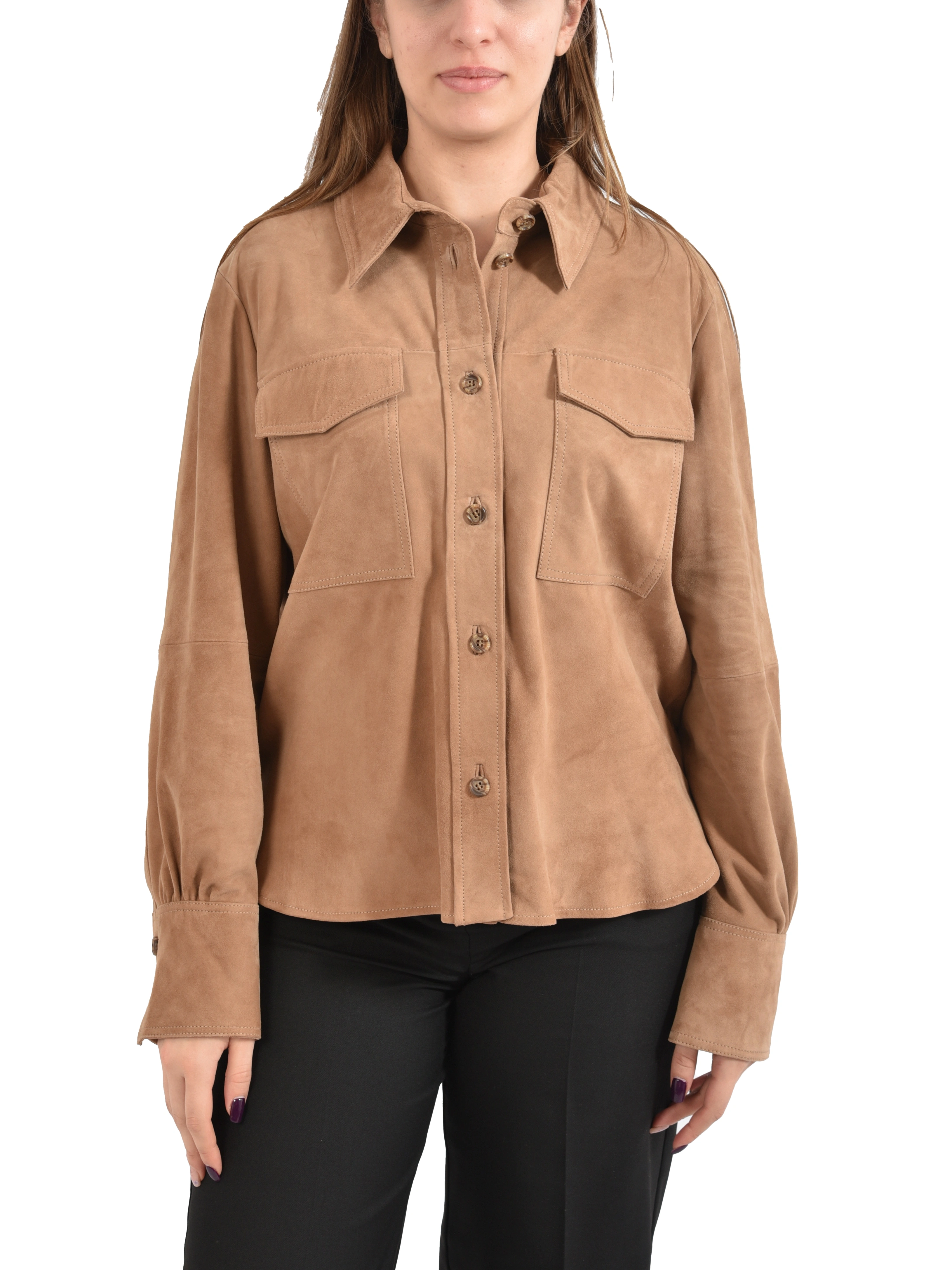 GIACCA IN PELLE CORTA SCAMOSCIATA DONNA BEIGE