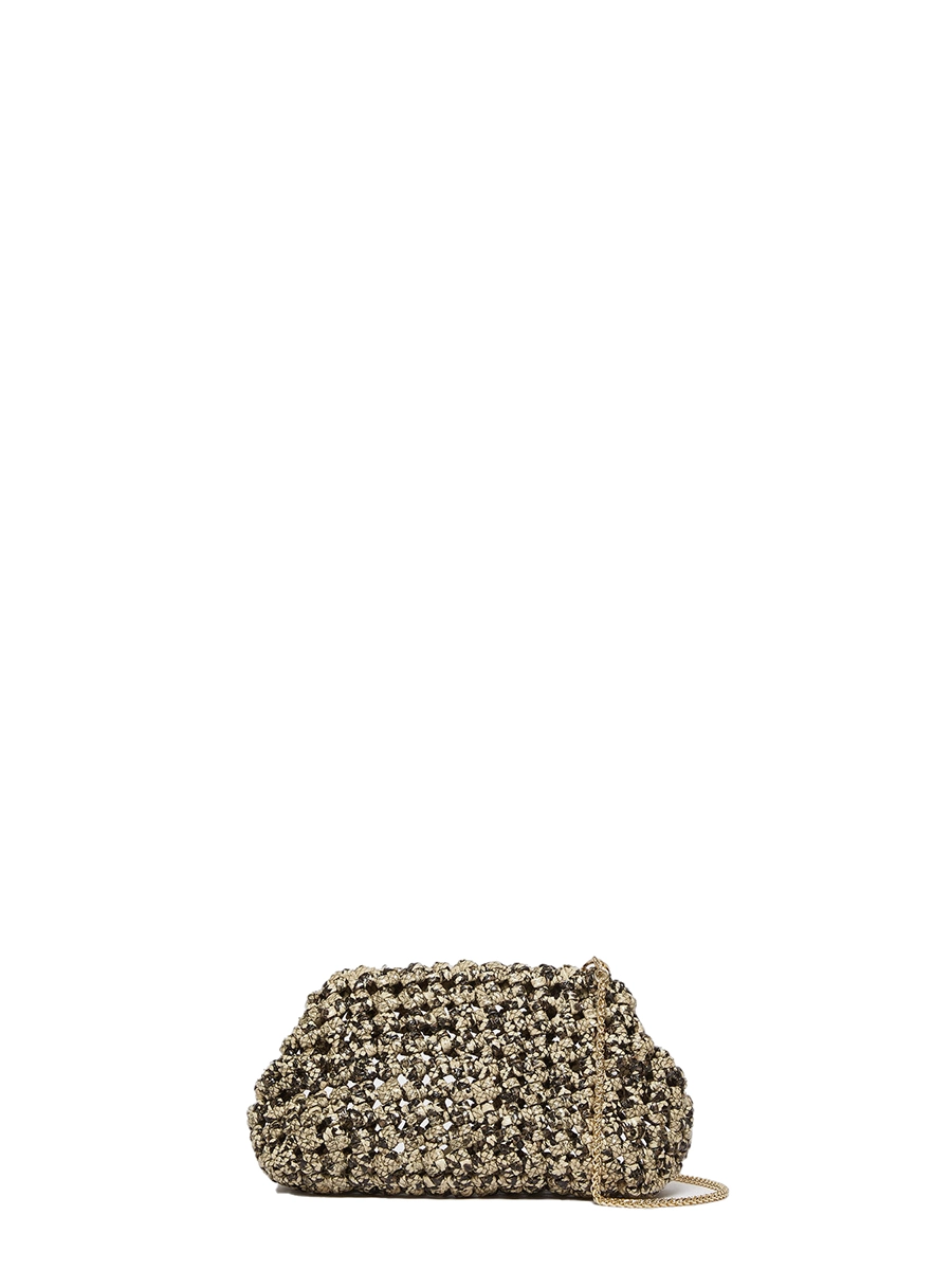 POCHETTE CON TRACOLLA EFFETO PITONE DONNA MARRONE