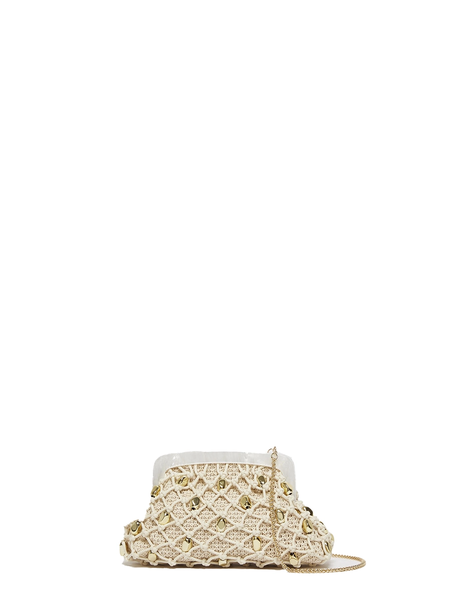 POCHETTE CON PIETRE DECORATIVE DONNA BIANCO