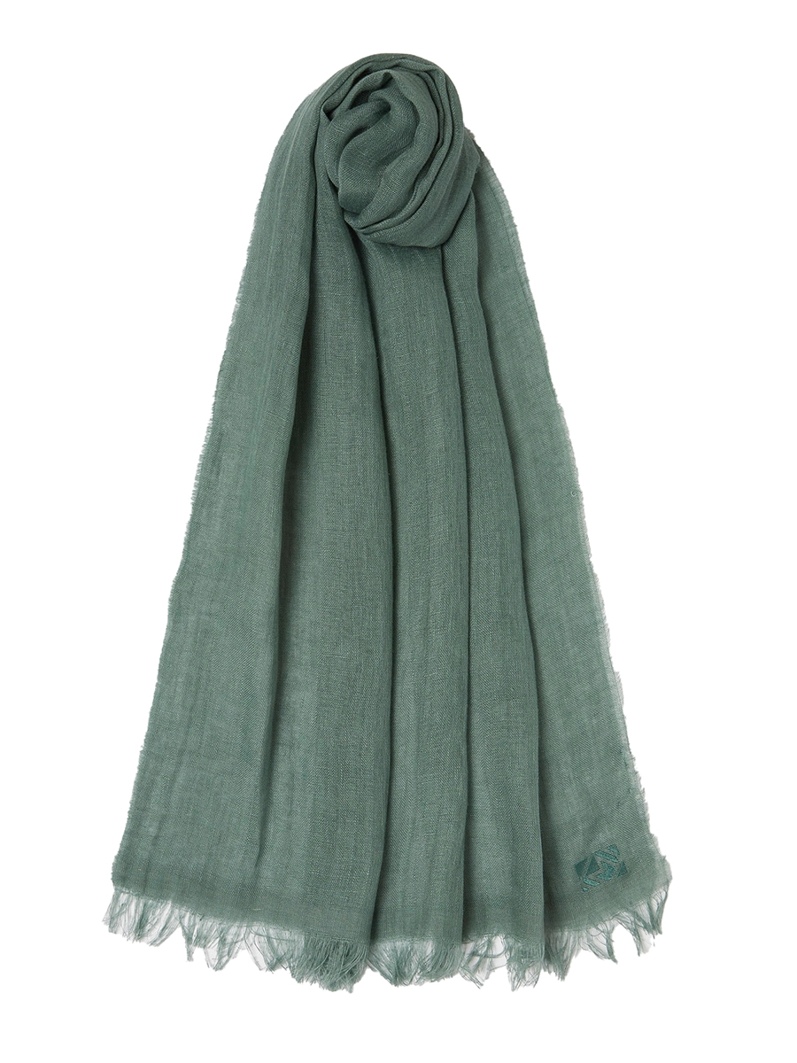 FOULARD IN LINO CON FRANGE DONNA VERDE