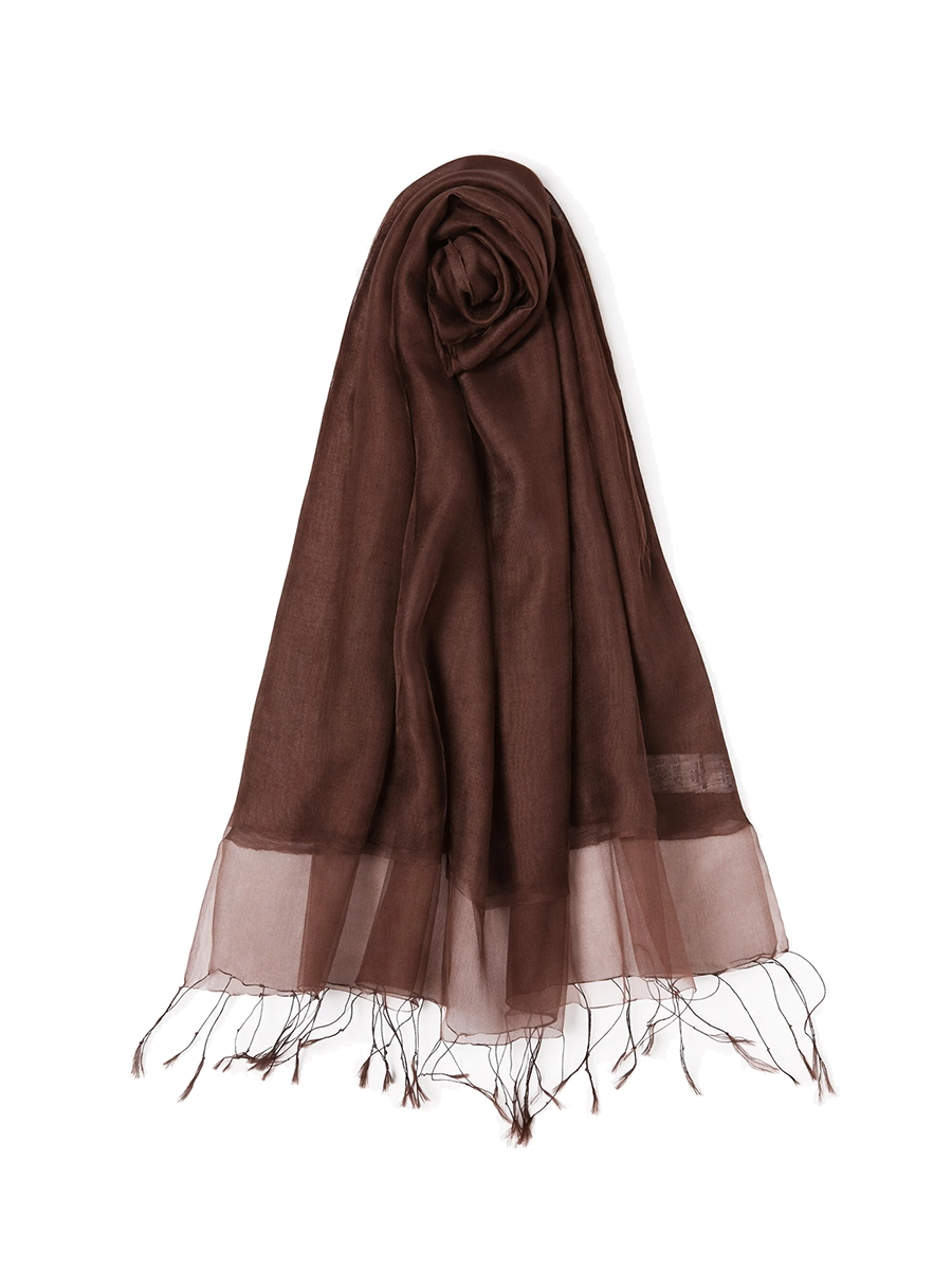 STOLA IN SETA E VISCOSA DONNA MARRONE