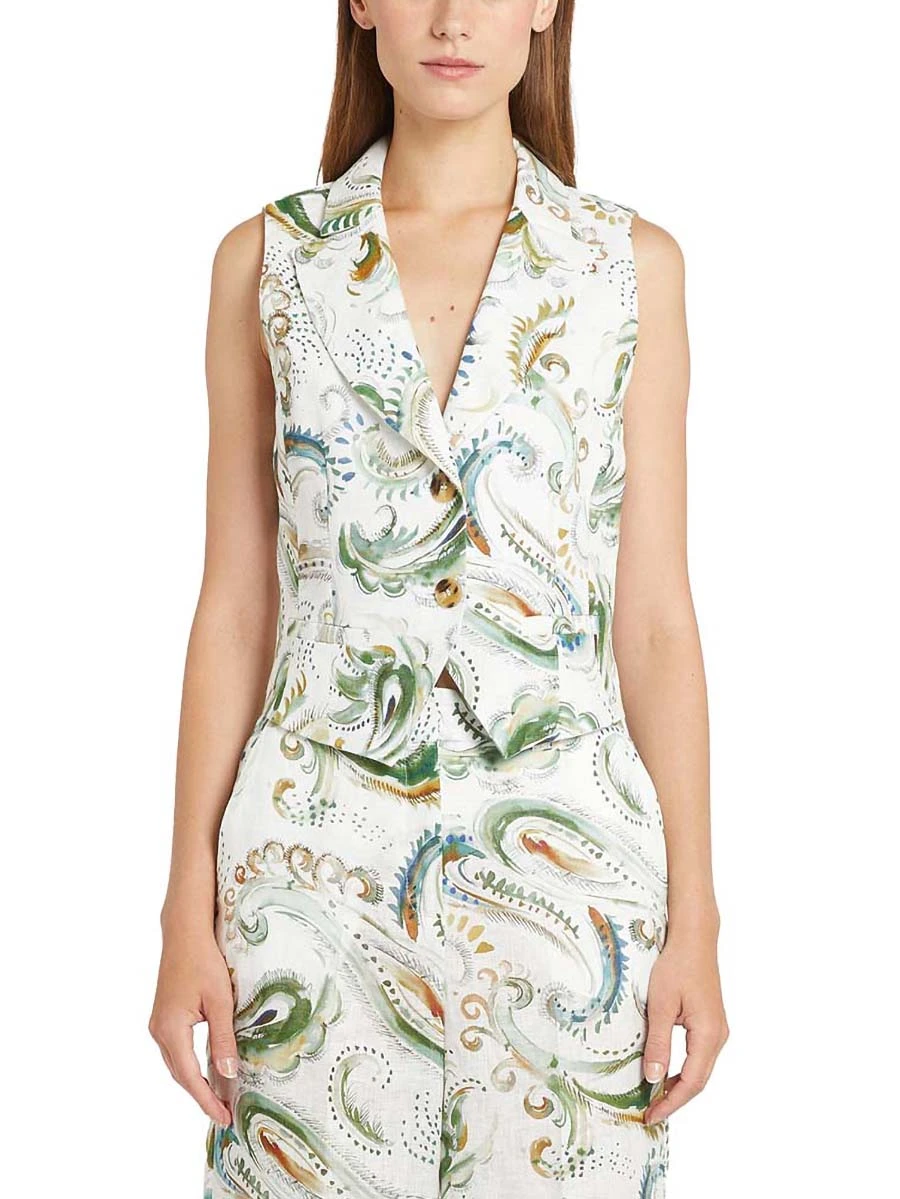 GILET CON STAMPA FLOREALE DONNA BIANCO