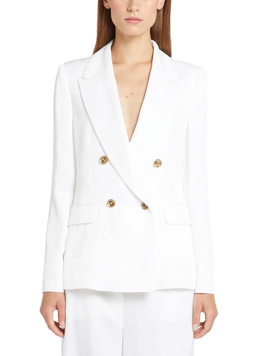 BLAZER SCOLLO REVER CHIUSURA DUE BOTTONI DONNA BIANCO