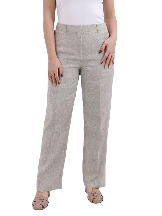 PANTALONI CHINO IN LINO DONNA MARRONE CHIARO