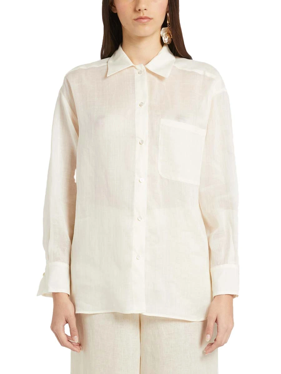 CAMICIA CON TASCHINO APPLICATO SUL PETTO DONNA  BIANCO