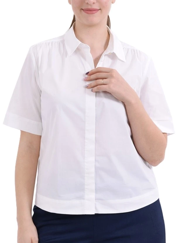 CAMICIA CON ABBOTTONATURA NASCOSTA DONNA BIANCO