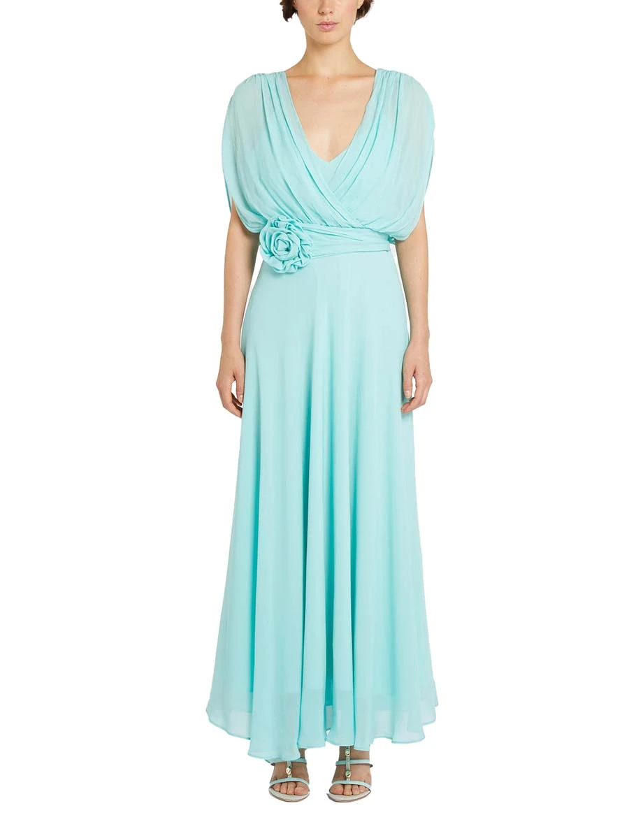 VESTITO LUNGO CON CINTURA RIMOVIBILE DONNA TURCHESE