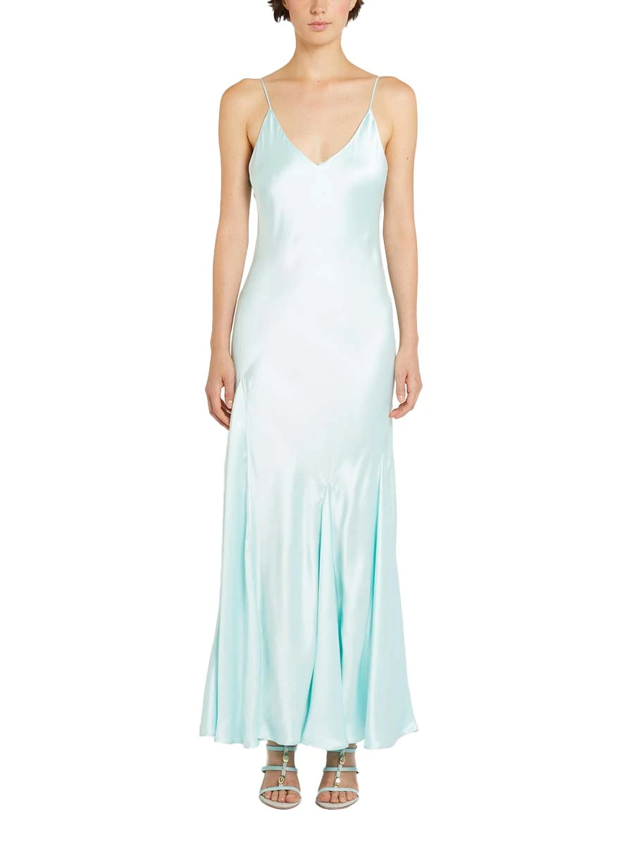 VESTITO LUNGO IN RASO MISTO VISCOSA DONNA TURCHESE