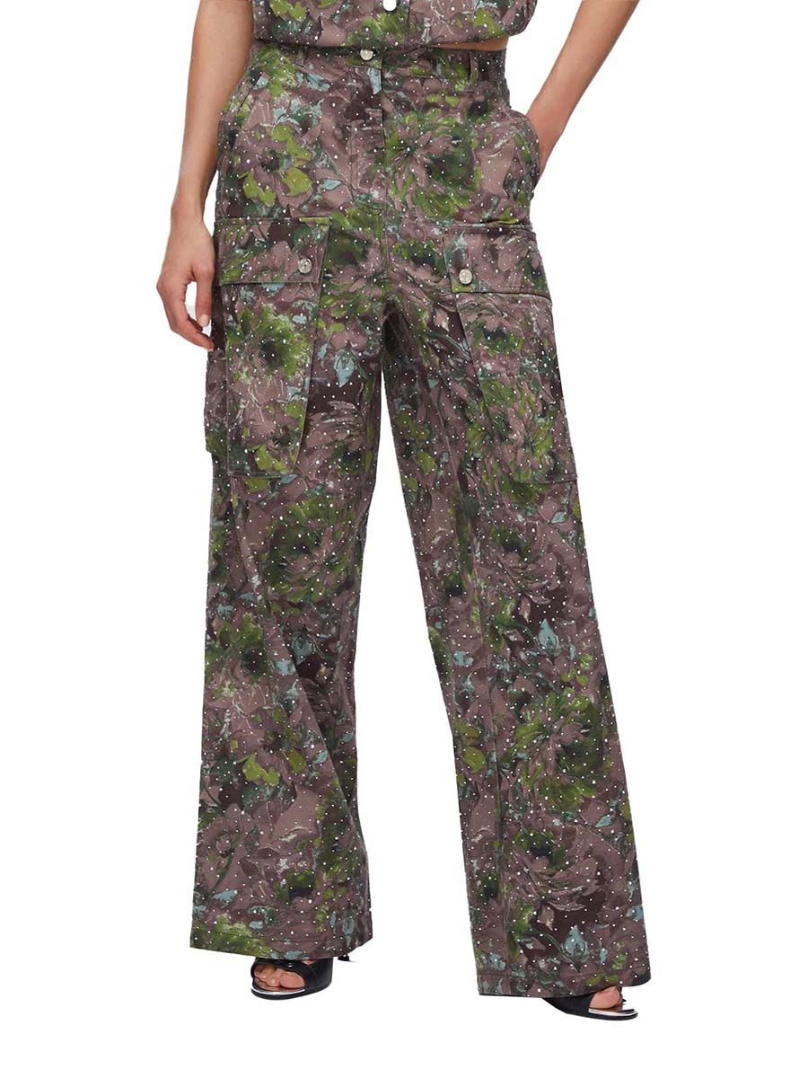 PANTALONI CARGO CON STAMPA DONNA VERDE