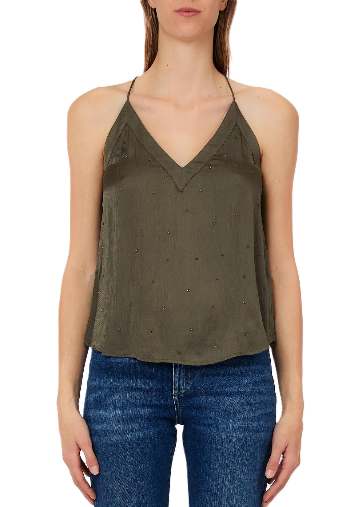 TOP CON BRETELLE DONNA VERDE