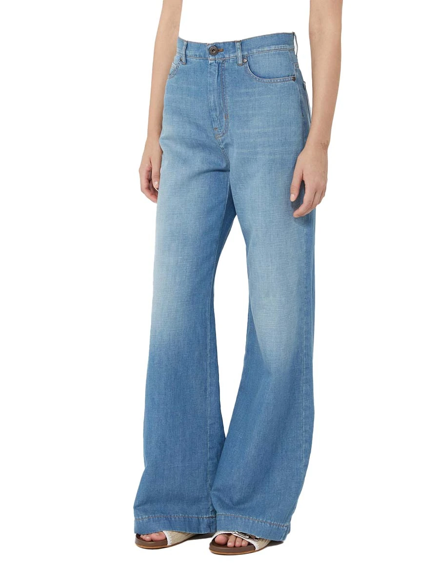 JEANS A ZAMPA IN MISTO COTONE DONNA BLU