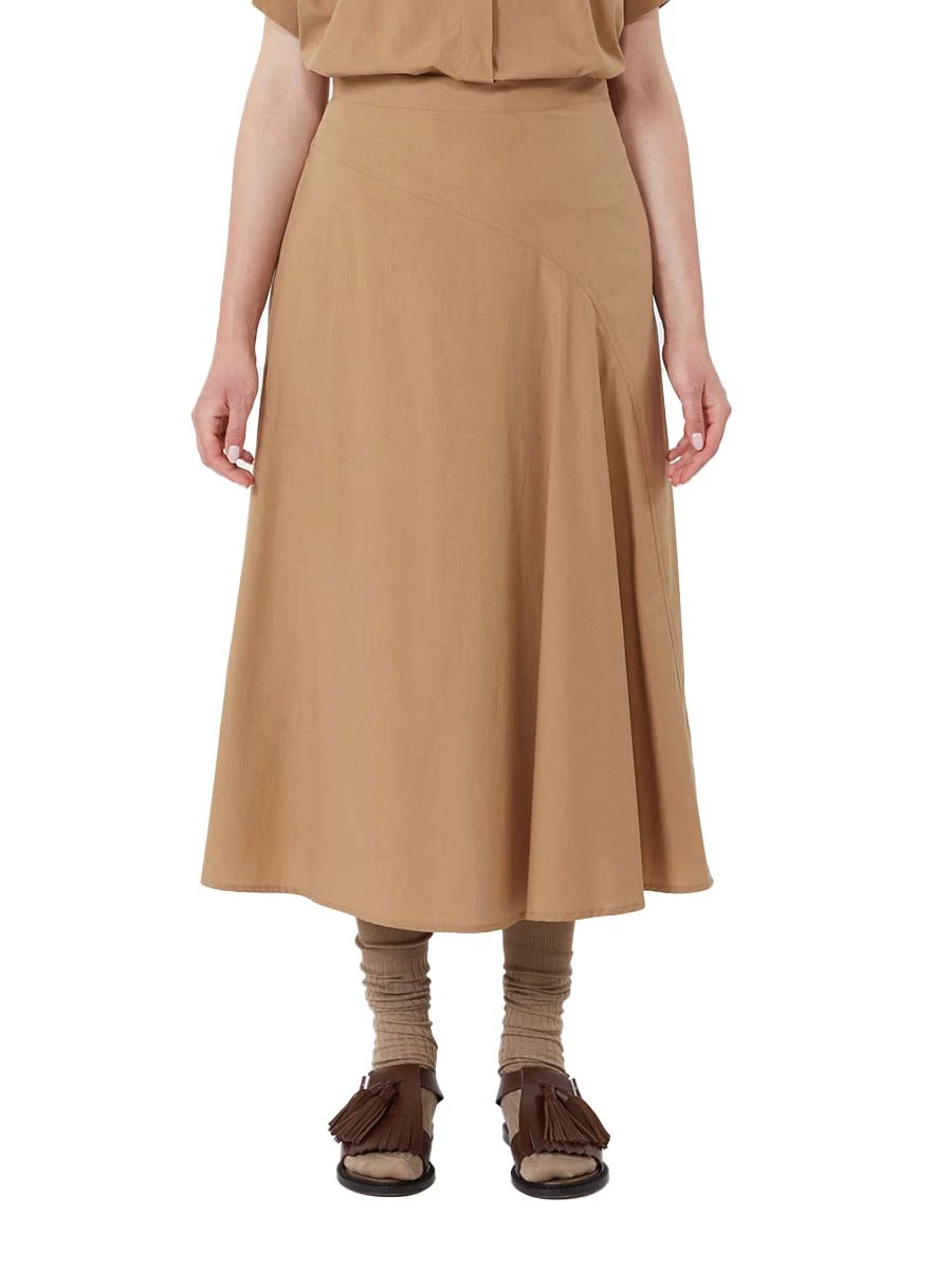 GONNA LUNGA CON TASCHE E ZIP INVISIBILE DONNA CUOIO