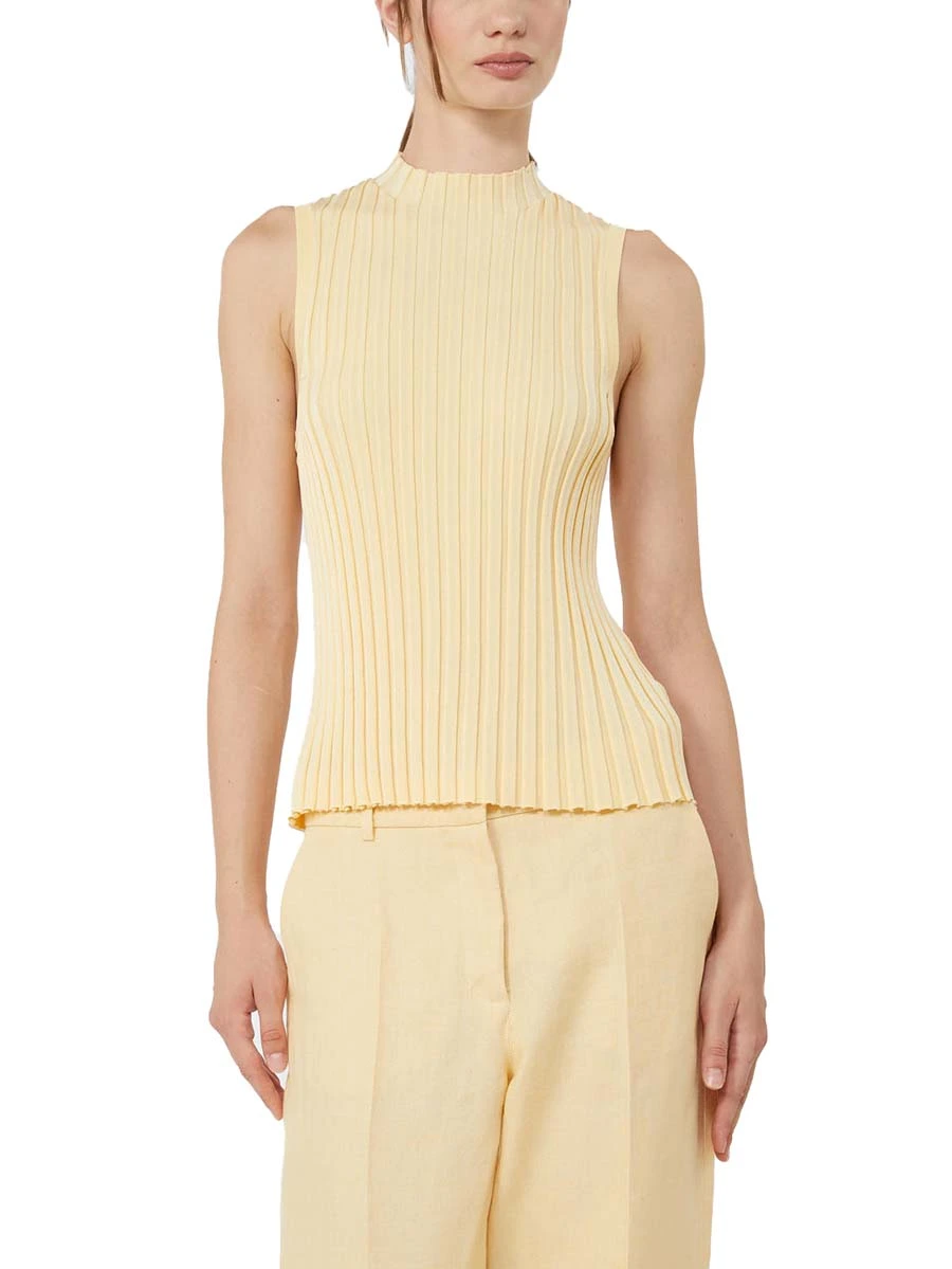 TOP SMANICATO A COSTINE DONNA GIALLO
