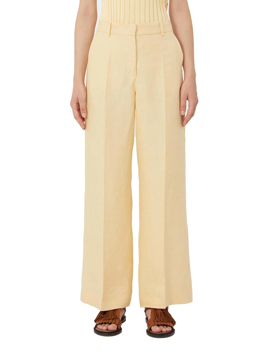 PANTALONI PALAZZO CHIUSURA GANCETTO DONNA GIALLO