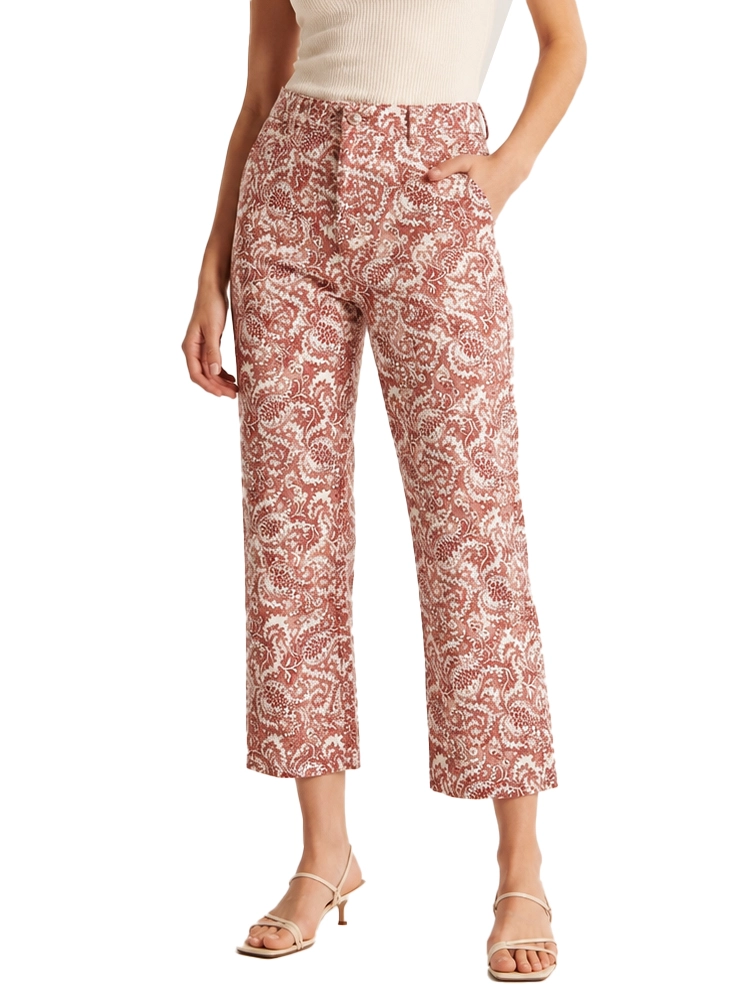 PANTALONI A SIGARETTA CON ZIP E GANCETTO DONNA ROSSO