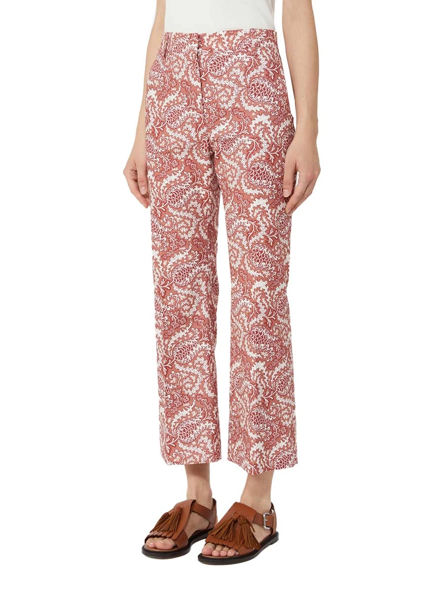 PANTALONI A SIGARETTA CON ZIP  E GANCETTO FANTASIA DONNA ROSSO