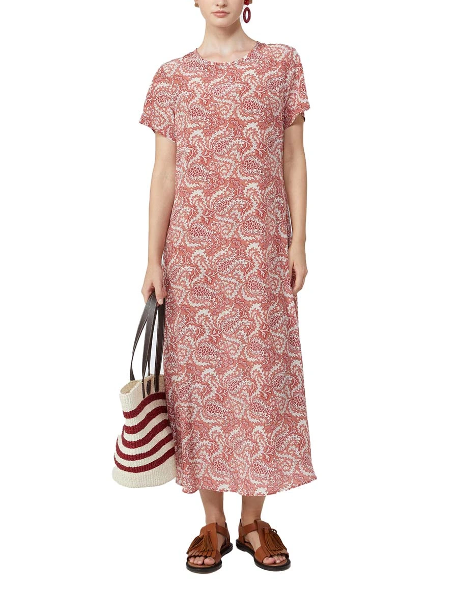 VESTITO LUNGO GIROCOLLO CHIUSURA A GOCCIA DONNA ROSSO