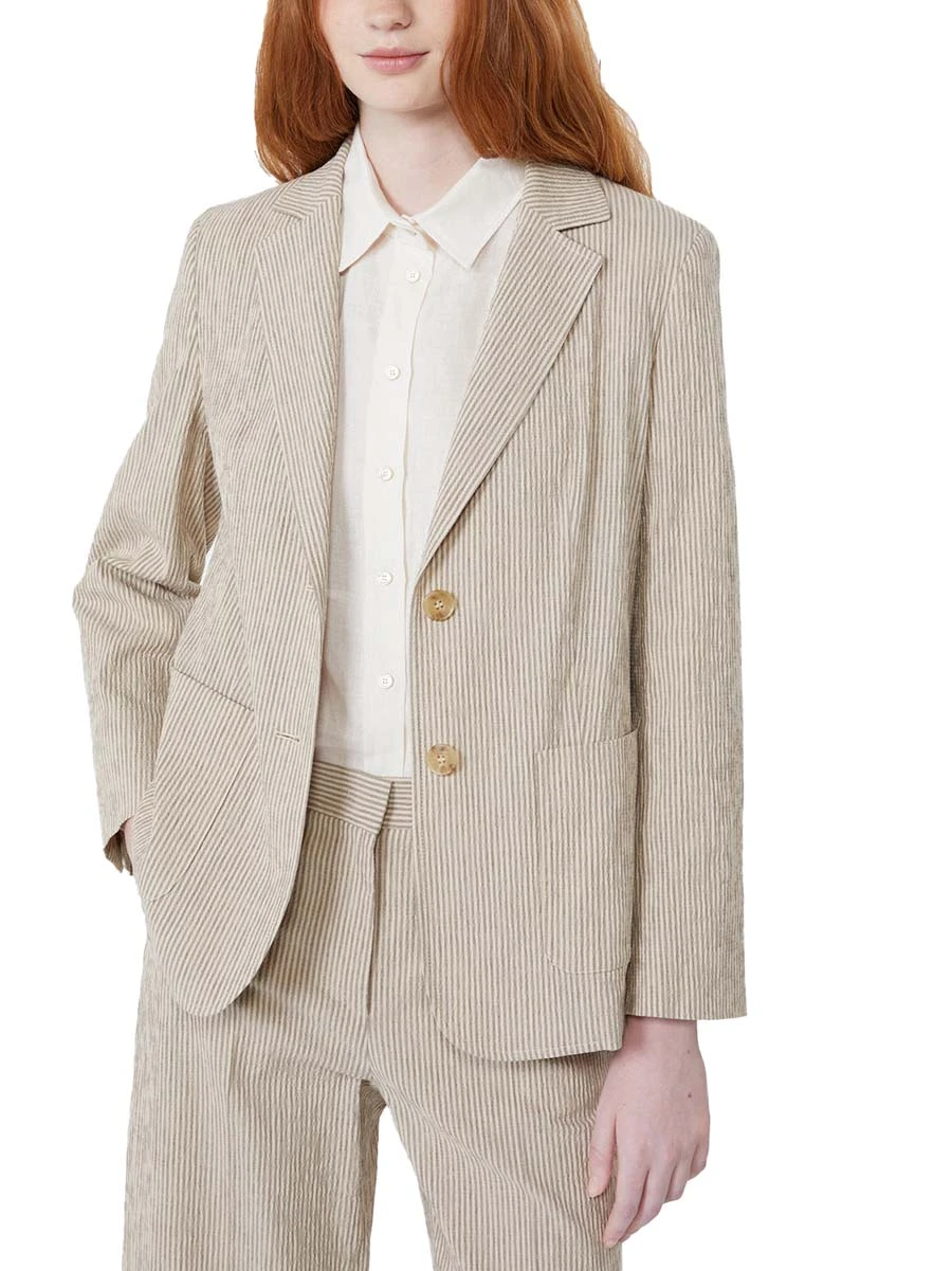 BLAZER A RIGHE DONNA BEIGE