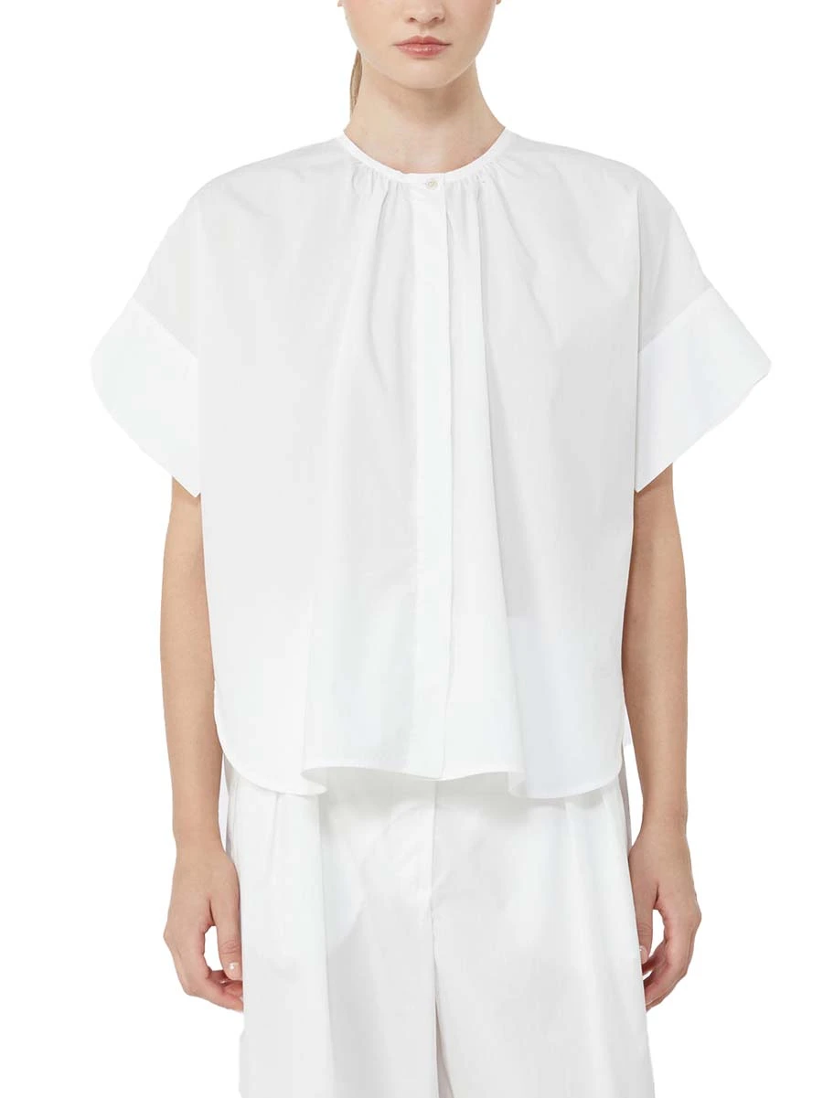 CAMICIA GIROCOLLO CON SPACCHI LATERALI DONNA BIANCO