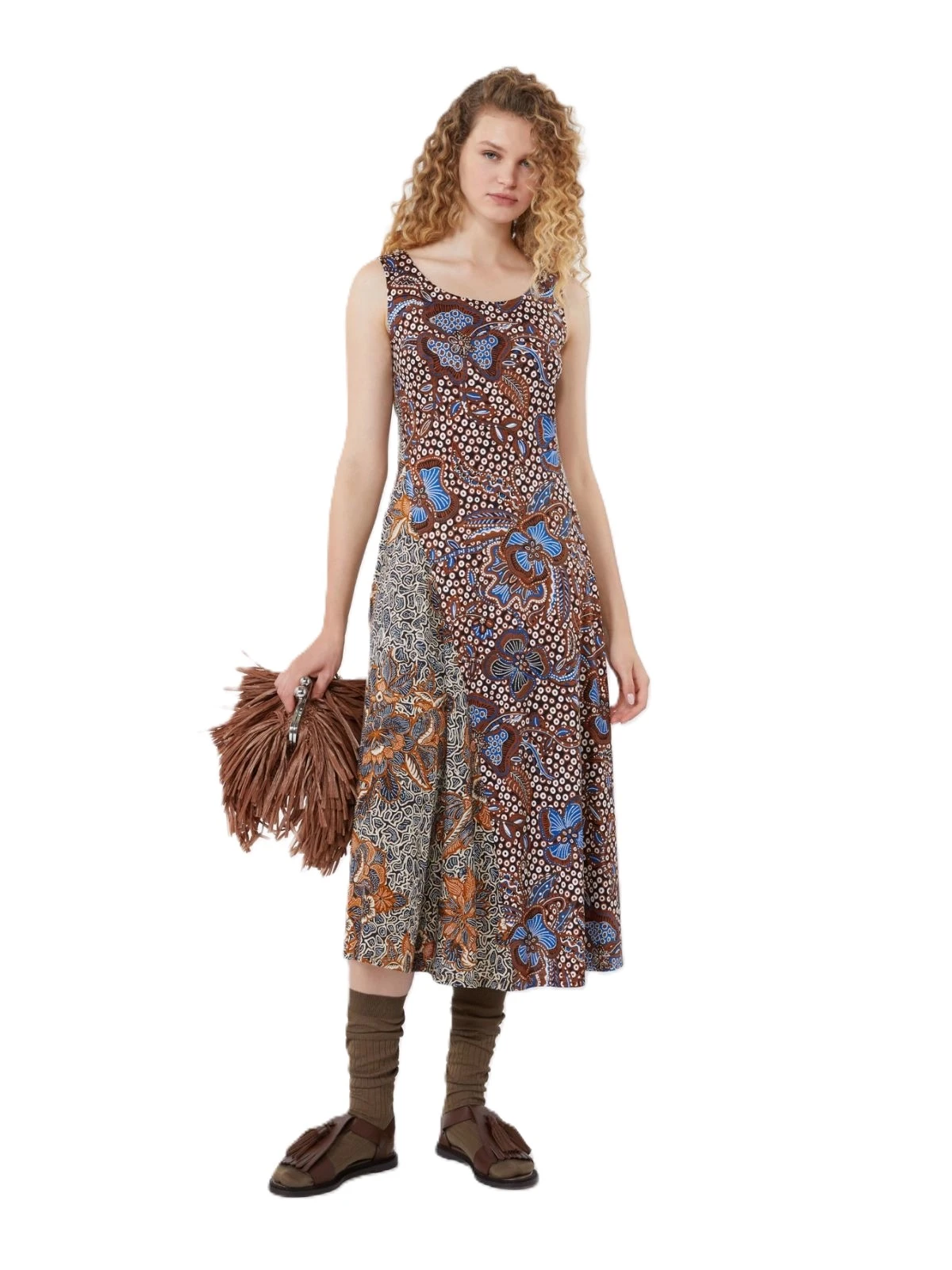 VESTITO LUNGO IN  JERSEY DI COTONE DONNA MARRONE